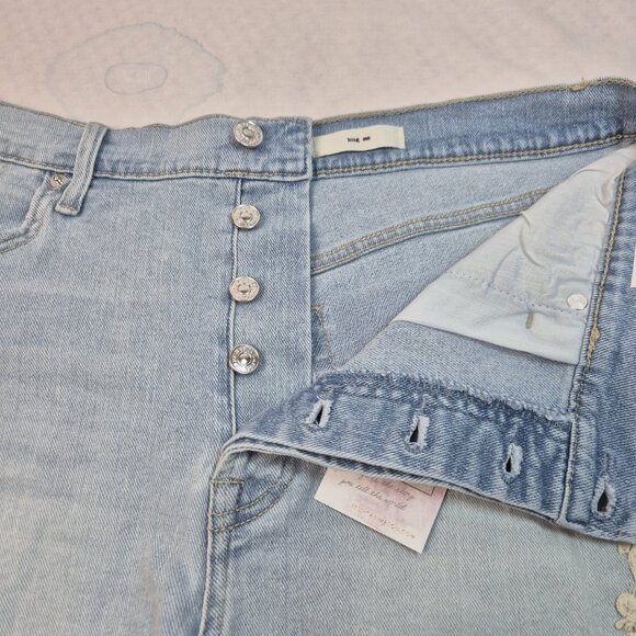 Jessica Simpson Hug Me Jean Shorts Buttercup Size 32 Frayed Button Fly Blue (55) - Picture 10 of 12